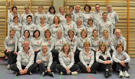 Die fast vollständige Gruppe 35+ Baselland. Mit dabei vom TV Muttenz: Doris, Domenique, Karl, Rita, Urs-Martin und Vreni. Teilnehmer Baselland 38 (auf dem Bild fehlen 4)