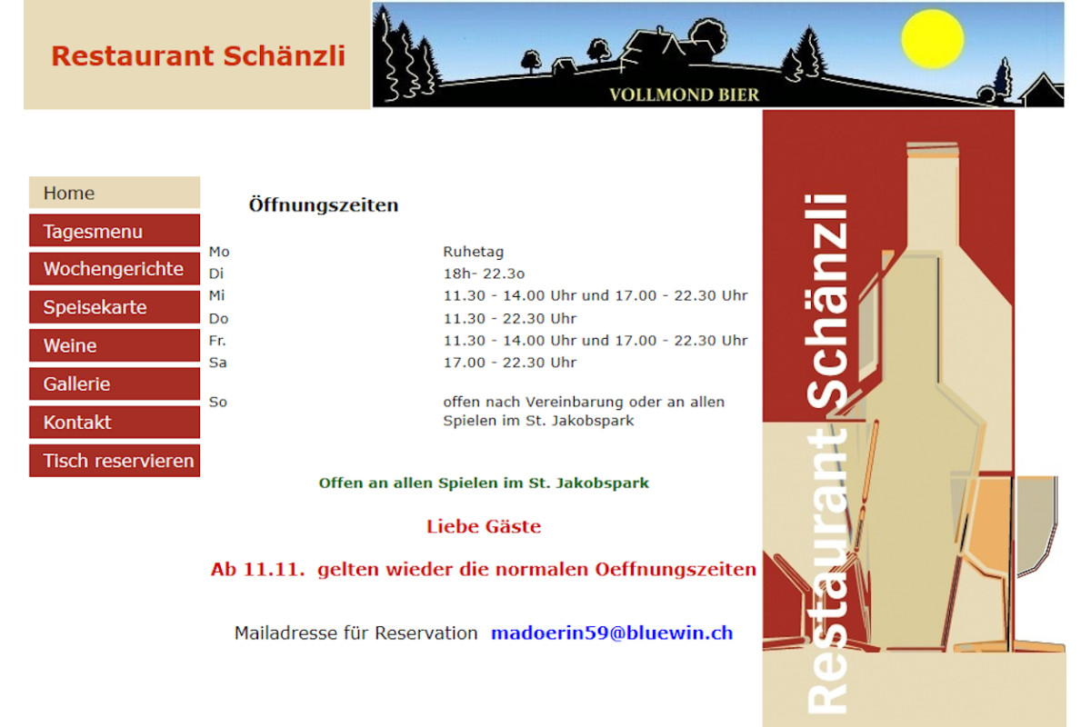 Link http://www.restaurant-schaenzli.ch