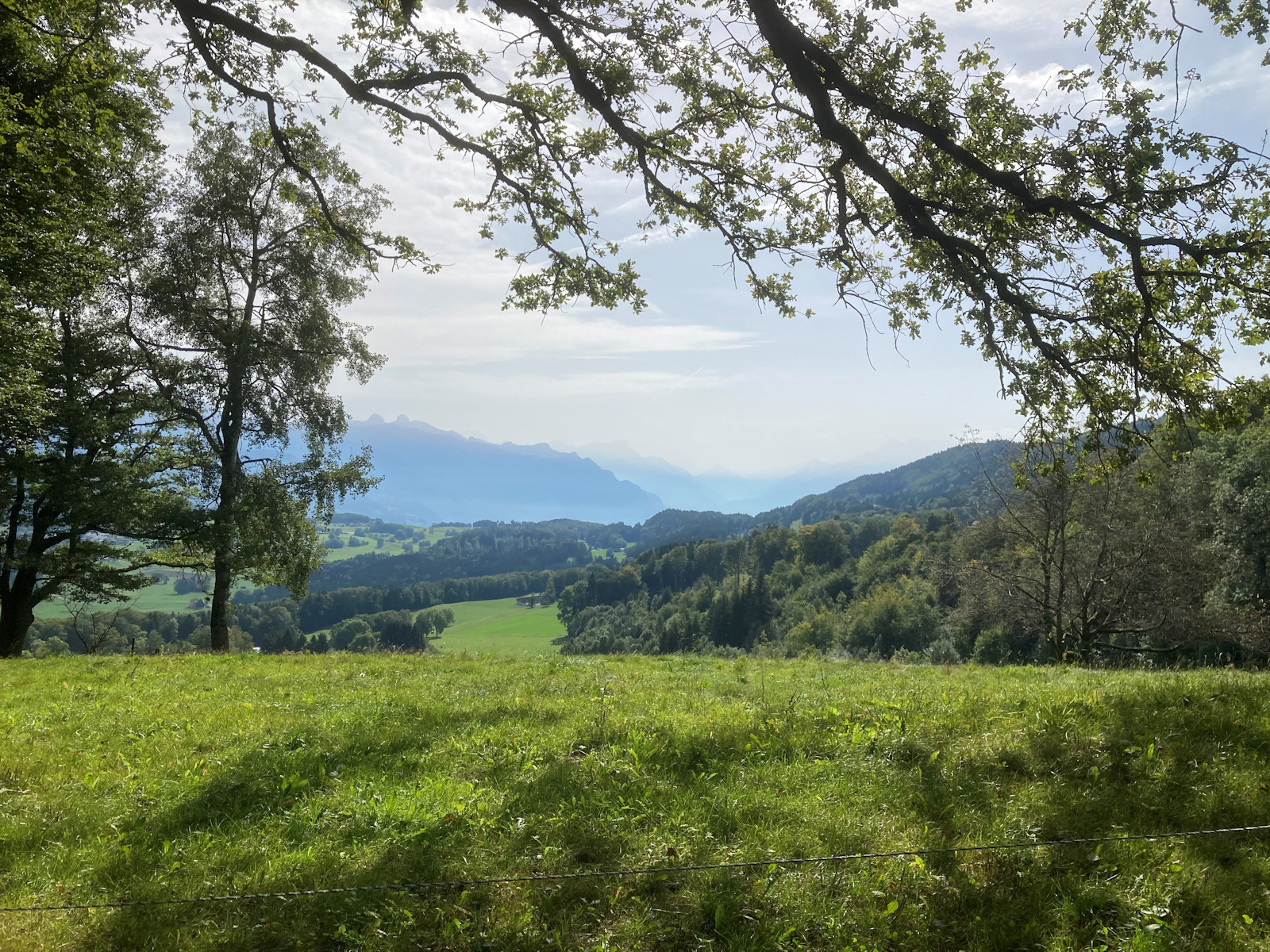 Kurz vor dem letzten Aufstieg zum Mont Pèlerin ein Blick ins Wallis