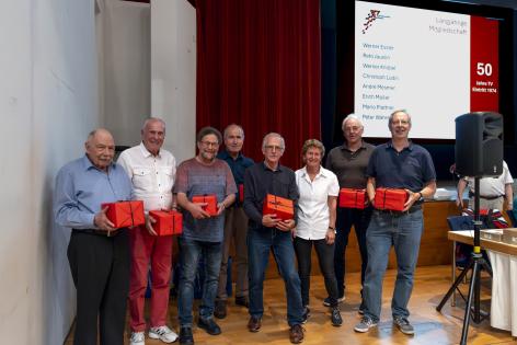 50 Jahre: Mario Plattner, Erich Müller, Werner Essler, Peter Währer, Reto Jauslin, Christoph Lüdin und André Mesmer
